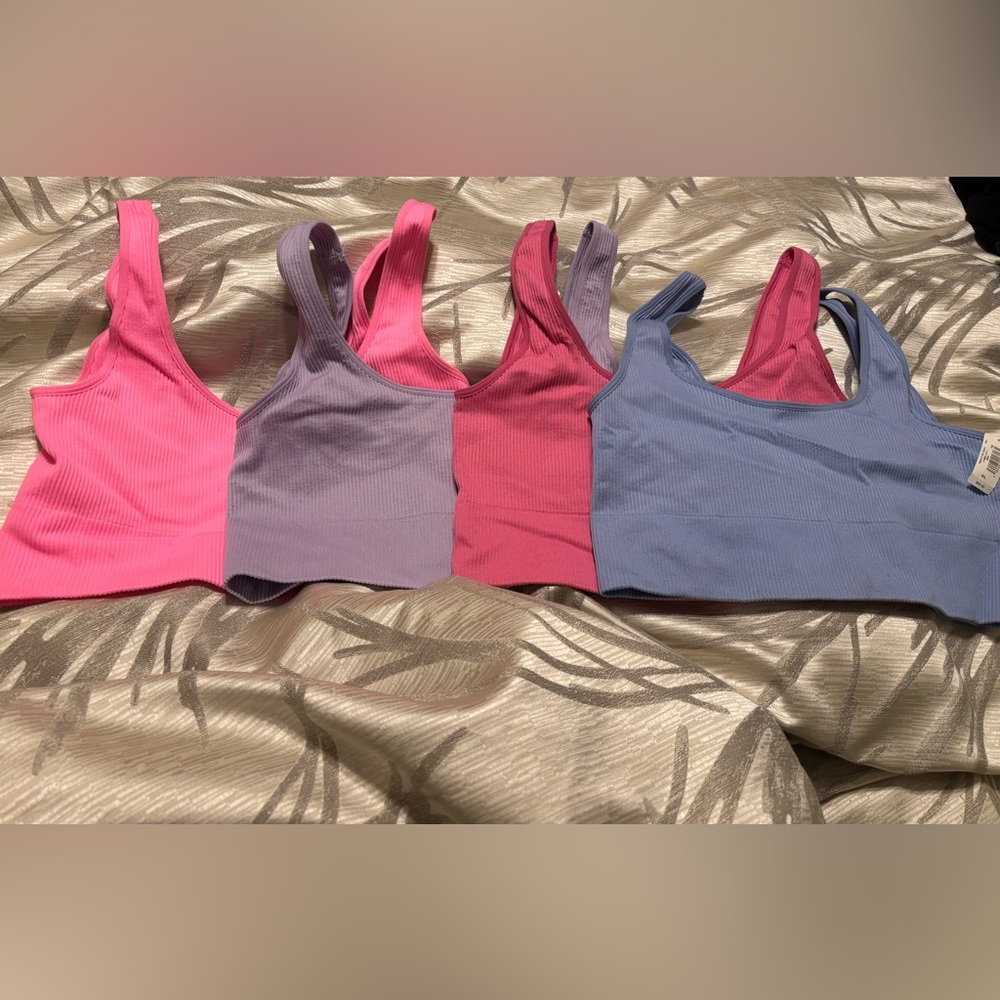 GAP Ribbed Scoop XL Bralette Bundle in Periwinkle, Lavender, Hot Pink, & Rose